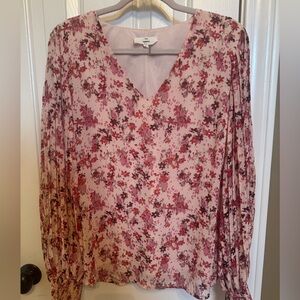 Entro Pink Floral V-Neck Blouse